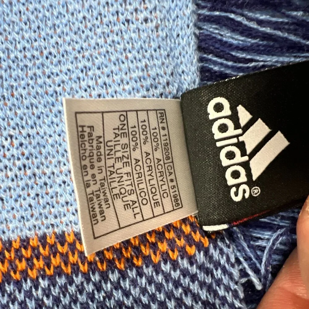 Adidas‎ Unisex OSFA Blue Winter Fringe New York City FC Soccer MLS Scarf NWT